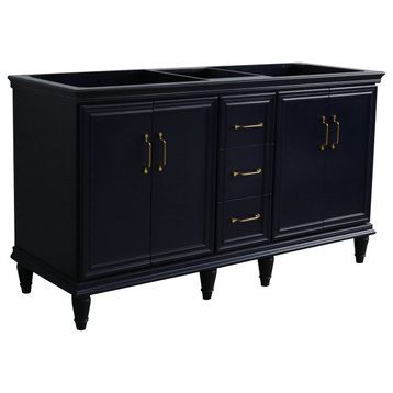 60" Double Vanity, Blue Finish, Cabinet Only