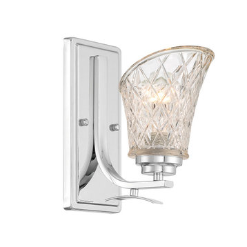 1 Light Dimmable Chrome Armed Sconce