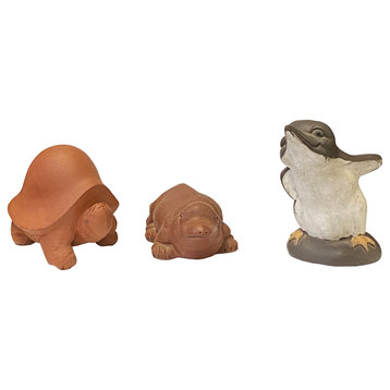 Set of 3 Small Ceramic Animal Figure Display Art Hws2342