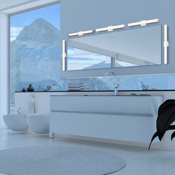 Tubo Slim LED Vanities along Bathroom Mirror