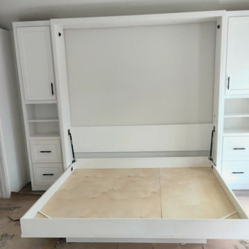 Custom Shaker Murphy Wall Bed, Side Cabinets with Beadboard Panels, Mounted TV