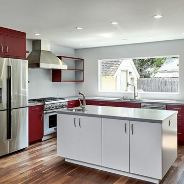 Red and Gray Kitchen