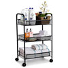 3-Tier Mesh Rolling Storage Cart With Baskets