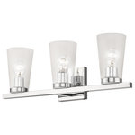 Livex Lighting - Cityview 3 Light Polished Chrome Vanity Sconce - Brighten up your bathroom vanity with the sleek look of the Cityview three light vanity sconce. The tapered clear glass shades and the polished chrome finish make a perfect match.