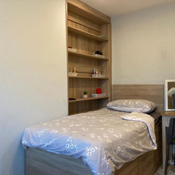Cabin Bed, wardrobes and flooring