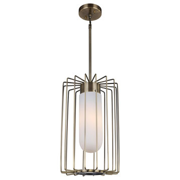 Woodbridge Lighting 19320CBRLE Tanner Cylindrical Cage Pendant With Embedded LED