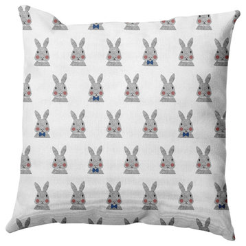Bunny Fluffle Easter Decorative Throw Pillow, Dark Cobalt Blue, 16x16"