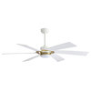 60" Smart LED Ceiling Fan With Remote and Light, Whiteandgold