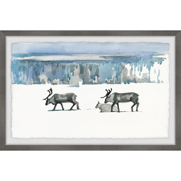"Caribou Trek" Framed Painting Print, 12x8