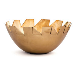 Brunei W-01657A1 Solid Brass Angled Brim Nut Bowl in Gold Finish - Decorative Bowls