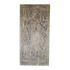 Mogulinterior - Consigned Vintage carved Mother Yasoda Holding Krishna With Love Wall Panel - Wall Accents