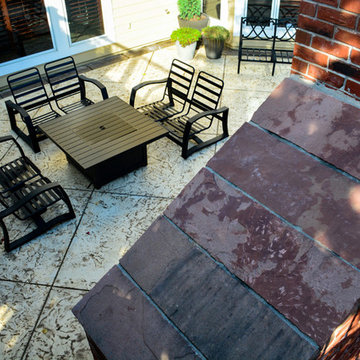 Custom Design Fireplace, Patio and Water Feature