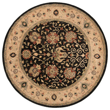 Safavieh Antiquity Collection AT21 Rug, Black, 3'6" Round