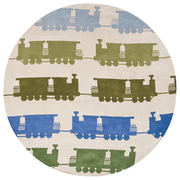 Train Contemporary Area Rug, 7'9" Round