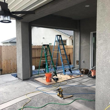 Outdoor fireplace installation