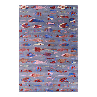SCHOOL OF FISH HAND HOOKED AREA RUG - 7'6 ROUND - FREE SHIPPING*