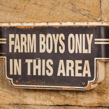 Metal "Farm Boys Only" Sign $42.00
