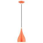 Livex Lighting - Amador 1 Light Shiny Orange With Polished Chrome Accents Mini Pendant - The Amador mini pendant features a modern, minimal look. It is shown in a chic shiny orange finish shade with a shiny white finish inside and polished chrome finish accents.