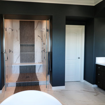 Dramatic Contemporary Traditional Marble Bathroom