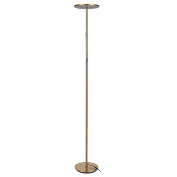 Elegant Torchier LED Dimmable Floor Lamp, Antique Brass