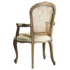 Lyon French Country Cane Back Linen Dining Arm Chair