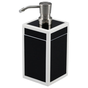 Black & White Lacquer Bathroom Accessories, Soap Pump