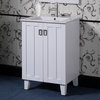 24" Solid Wood Sink Vanity With Ceramic Basin, White
