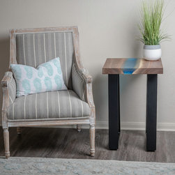 Blue water resin side table by Kristopher Kirkpatrick - Side Tables And End Tables