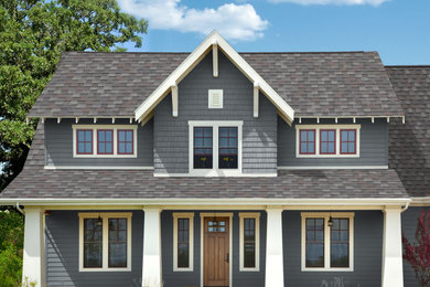 Inspiration for a mid-sized craftsman gray two-story exterior home remodel in Nashville with a shingle roof