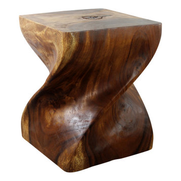 Haussmann Wood Big Twist Coffee Table 16 in SQ x 20 in High Walnut Oil