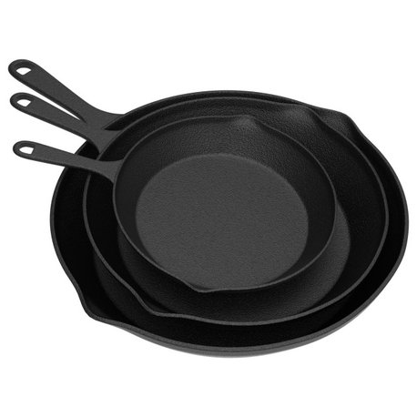 Frying Pans Set of 3 Pre-Seasoned Cast Iron Skillets With 10", 8", and 6"