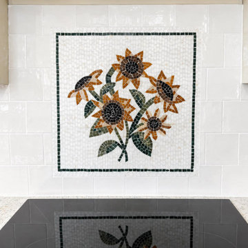Geometric Tile Bouquet - Marble Flower Mosaic Sunflower - Mesh Backing