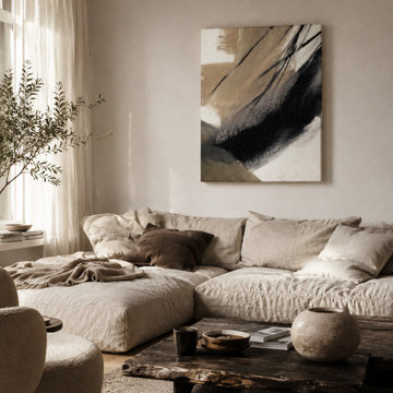 Organic Modern Canvas Wall Art Set – Earth Flow & Brush Rhythm