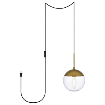 Living District LDPG6031BR 1 Light Brass plug in pendant With Clear Glass