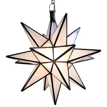 Frosted White Star Lantern Large