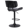 Brooklyn Adjustable Swivel Faux Leather and Wood Bar Stool With Metal Base, Gray and Black