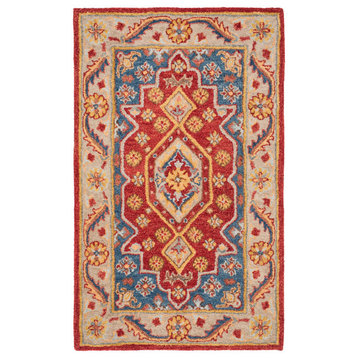 Safavieh Antiquity Collection AT503 Rug, Red/Blue, 2'x3'