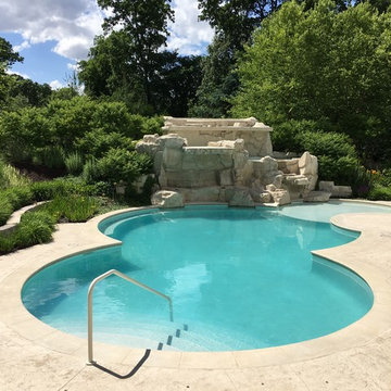 Cedar Rapids, Iowa - Custom Concrete Swimming Pool with Rock Waterfall Feature