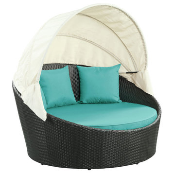 Siesta Canopy Outdoor Daybed, Espresso Turquoise