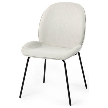 Inala White Fabric Seat With Black Metal Frame Dining Chair (Set of 2)