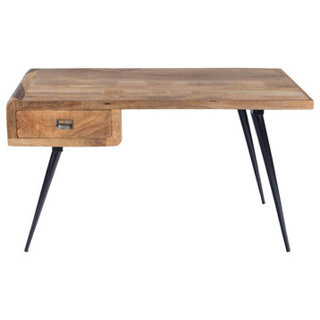Anuri Natural Wood and Metal Desk