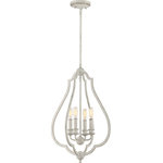 Quoizel - Quoizel OKF5216AWH O'Keefe 4 Light Pendant - Antique White - Light up your space with the O'Keefe collection. This farmhouse style ?xture features an open geometric silhouette with curved sides for a romantic and airy design. This collection comes in two ?nishes and two interchangeable candle sleeves are included with each fixture. The Antique White ?nish comes with Weathered Brass candle sleeves and the Matte Black ?nish comes with the option of Antique Nickel.