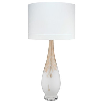 Gorgeous Art Glass Drop Shape Table Lamp 35 inch Large Gold Metallic White