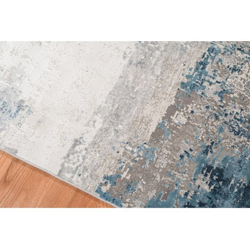 Amer Venice Gray-Silver Abstract Rectangular Accent Rug, 2'x3'