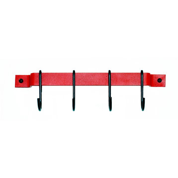 12" Bar Rack Red with 4 Black Regular Hooks