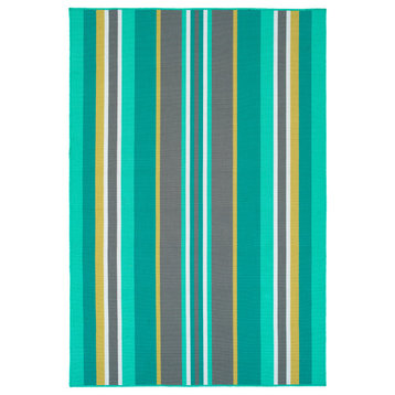 Voavah Teal 5' x 7'6" Rectangle Area Rug