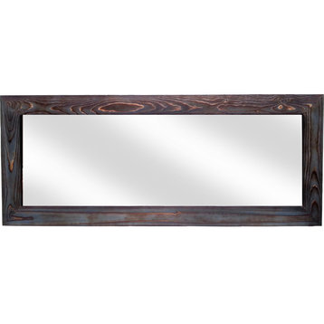Handmade Wood Mirror in Navy Blue, 53.5x22.5