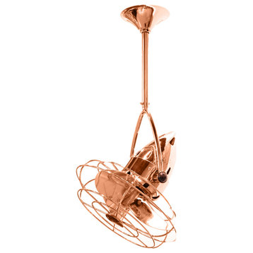 Matthews Fan, Jarold Direcional Ceiling Fan, Polished Copper With Metal Blades
