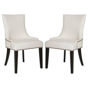 Safavieh Lester Dining Chairs, Set of 2, White, Fabric, Espresso