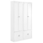 Crosley Furniture - Harper 2-Piece Entryway Set, White 2 Pantry Closets - With all the storage of classic built-in cabinetry, the Harper 2pc Entryway Set is the versatile home organization set you need. Featuring two pantry closets side by side, this modular set can adapt to the ever-changing needs of a bustling household. Each unit has three adjustable and removable shelves inside the cabinet. By removing the shelves within the cabinets you can install the hooks for hanging storage in an entryway or mudroom. The finishing touches are two full-extension storage drawers with label holder hardware that can be customized with personal labels. The Harper 2pc Entryway Set is modular in design and can pair with other items within the collection.